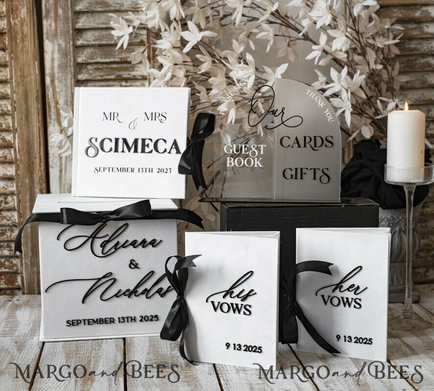  CARD BOXES velvet card boxes Velvet Set Card Box Guestbook & Sign, Wedding Card Box Instant Instax Guestbook, Black & White Wedding Money Box Sing Guestbook Set, BWs