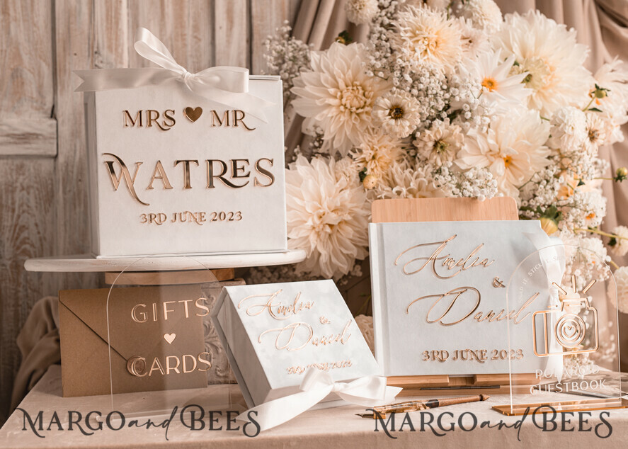 Black & White Gift Card Box & Cards Gifts Sign Set, Velvet Classic wedding  wishing well money gift card box, Personalized Wedding Card Box