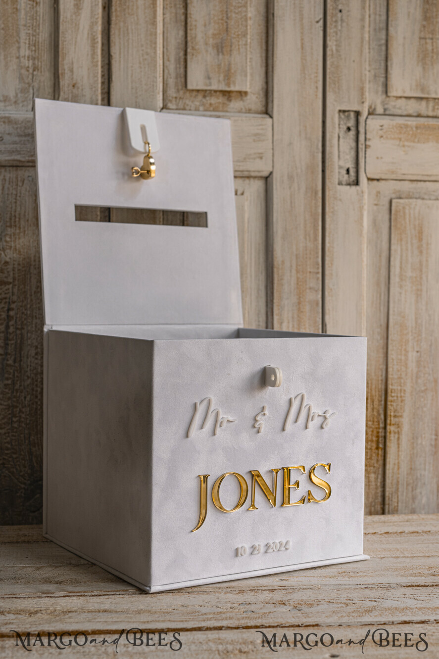 White gold Velvet Set Card Box with lock & Polaroid Guestbook & Cards gifts  Sign and instax instruction sign combo and pens set, Wedding Card Box with  Lid Instant Instax Guestbook Wedding