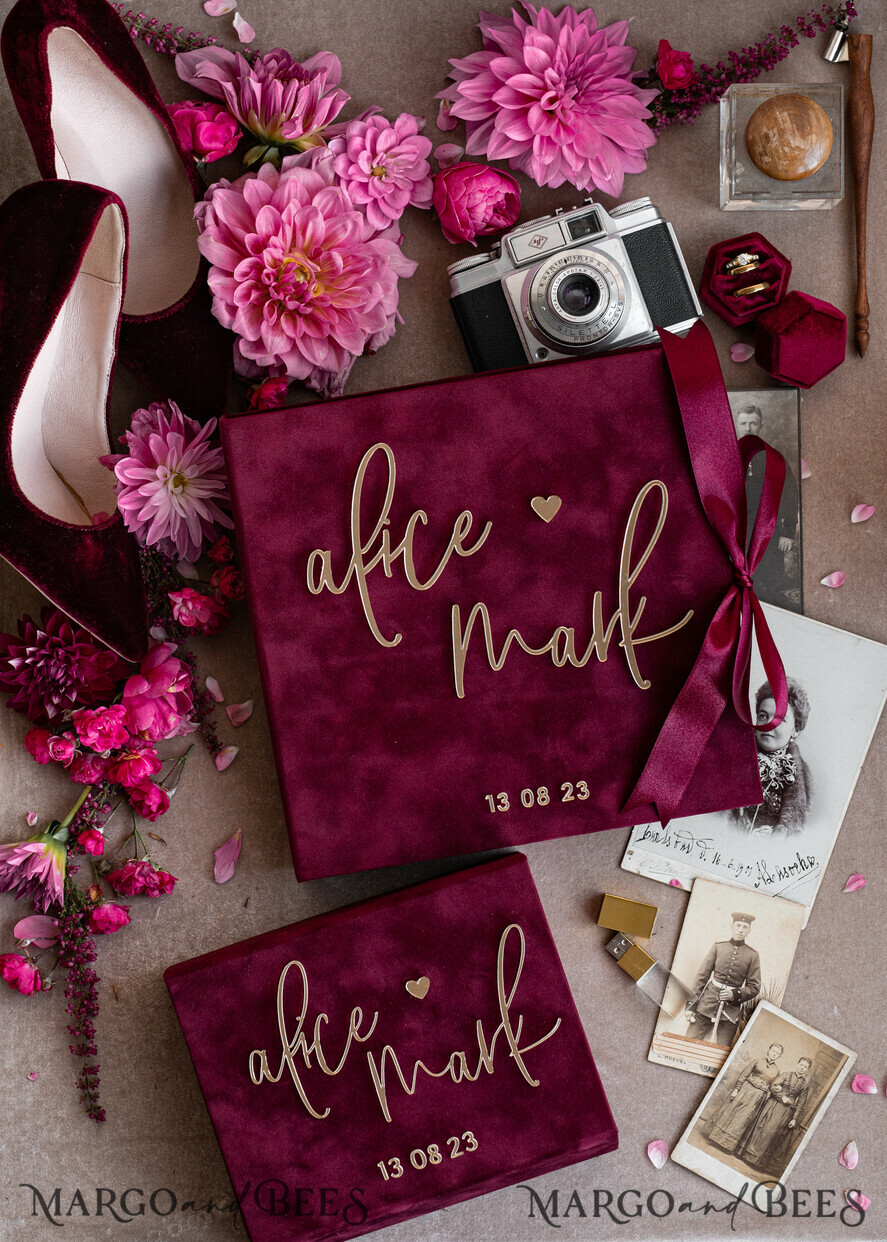 2 Self Adhesive Photo Albums Slipcase Two Personalized Wedding