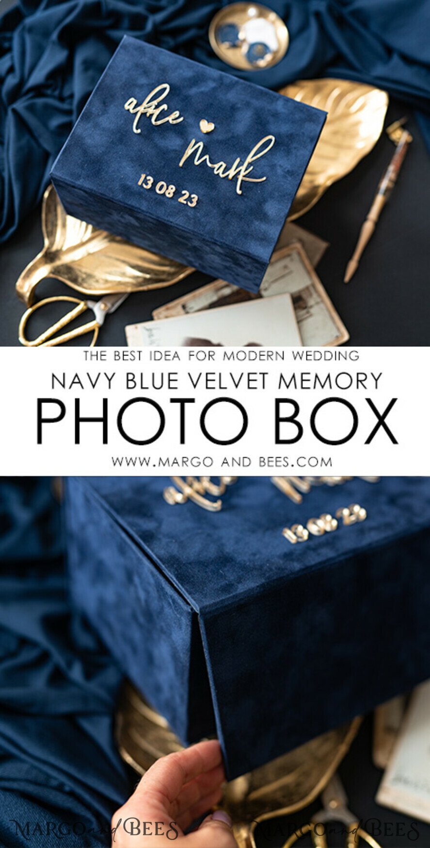 Velvet Memory Box, Keepsake Box, Photo Album Clamshell Box, Custom Size Scrapbook  Box With Magnet Closure 