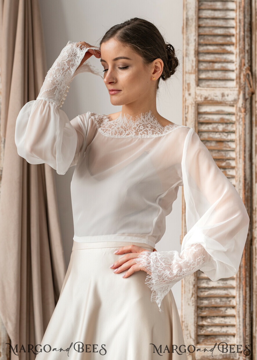 Ivory lace tops for wedding cheap