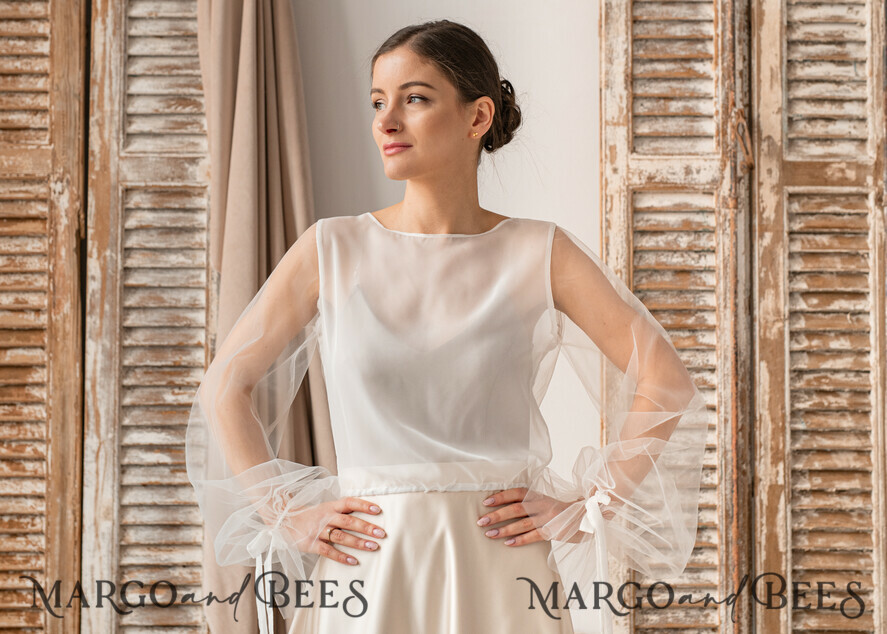 Ivory Silk Wedding bolero long sleeve Shrug Women Wedding Bridal