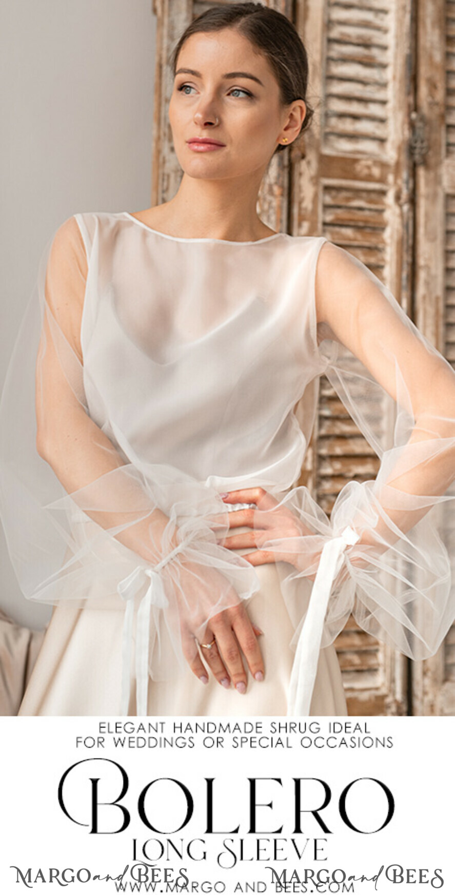 Ivory Silk Wedding bolero long sleeve Shrug Women Wedding Bridal Modest Coverup Boho Blouse for Bride Bridal Lace Blouse dress capalet 14 mus bol