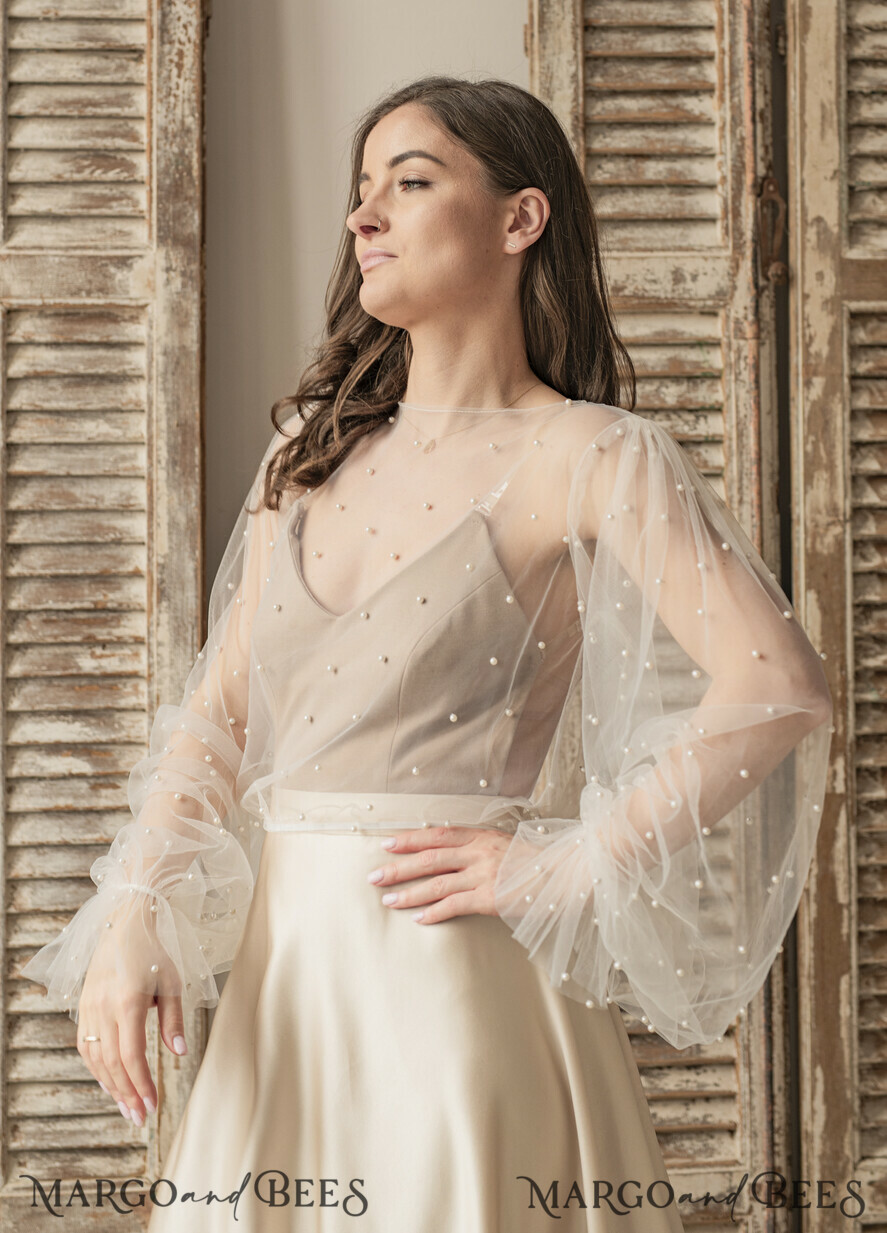 Ivory new tulle Beaded Wedding bolero