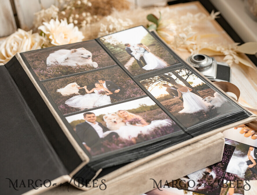 Slip in Photo Album for 300 4x6 Photos, Personalised Velvet Photo Album  With Sleeves 