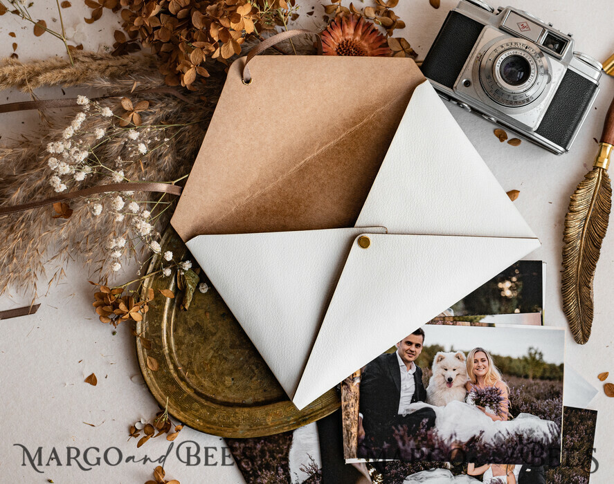 Packaging for Wedding and Family Photographers, Customized leather Envelope  for Photos, engraved leather Case Prints 5x7