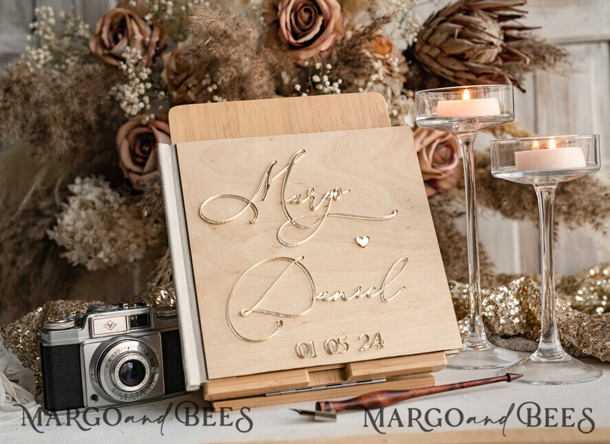 rustic wood Set Card Box Guestbook & Sign, Wedding Card Box with