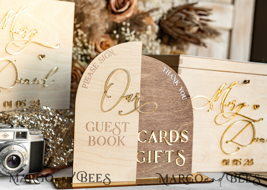 rustic wood Set Card Box Guestbook & Sign, Wedding Card Box with lock  Instant Instax Guestbook, wood