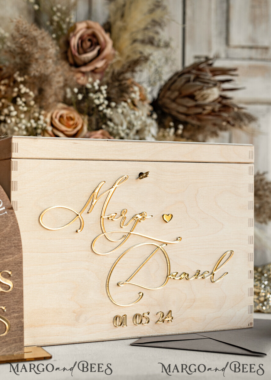 rustic wood Set Card Box & Sign, Wedding Card Box with lock cards gifts  sign with stand, wooden Wedding Money Box Sing Guestbook Set, Card Box with  slot and lock cards and