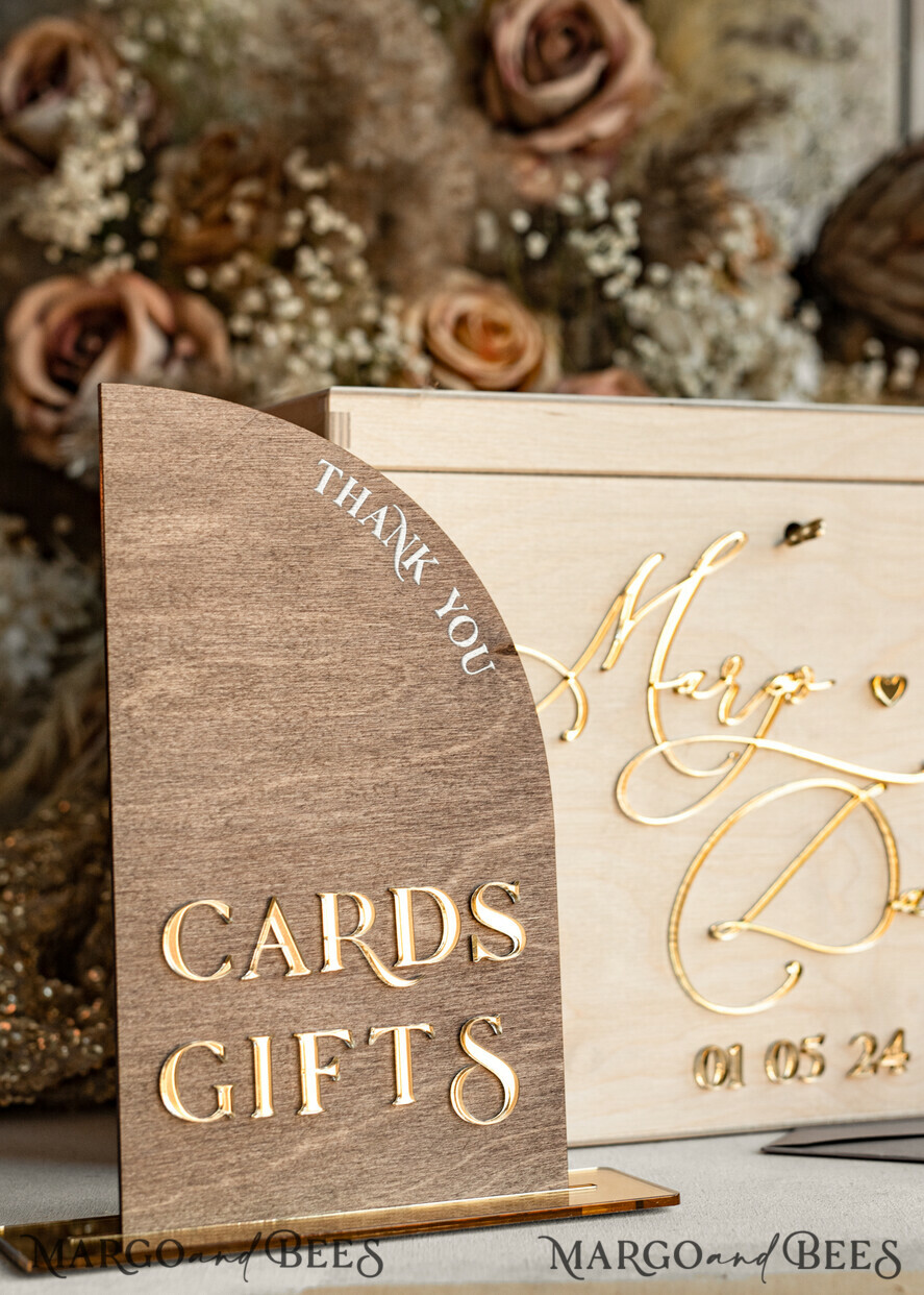 Wedding Card Box With Slot Option Engraved Wood Card Box 