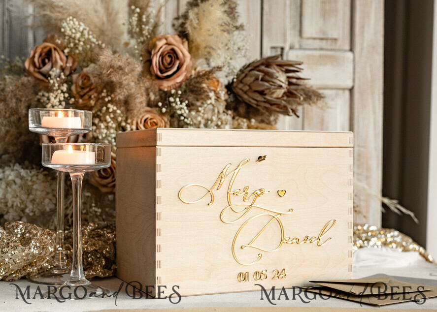 Diy Rustic Wedding Card Box With Lock And Card Sign Wooden Gift