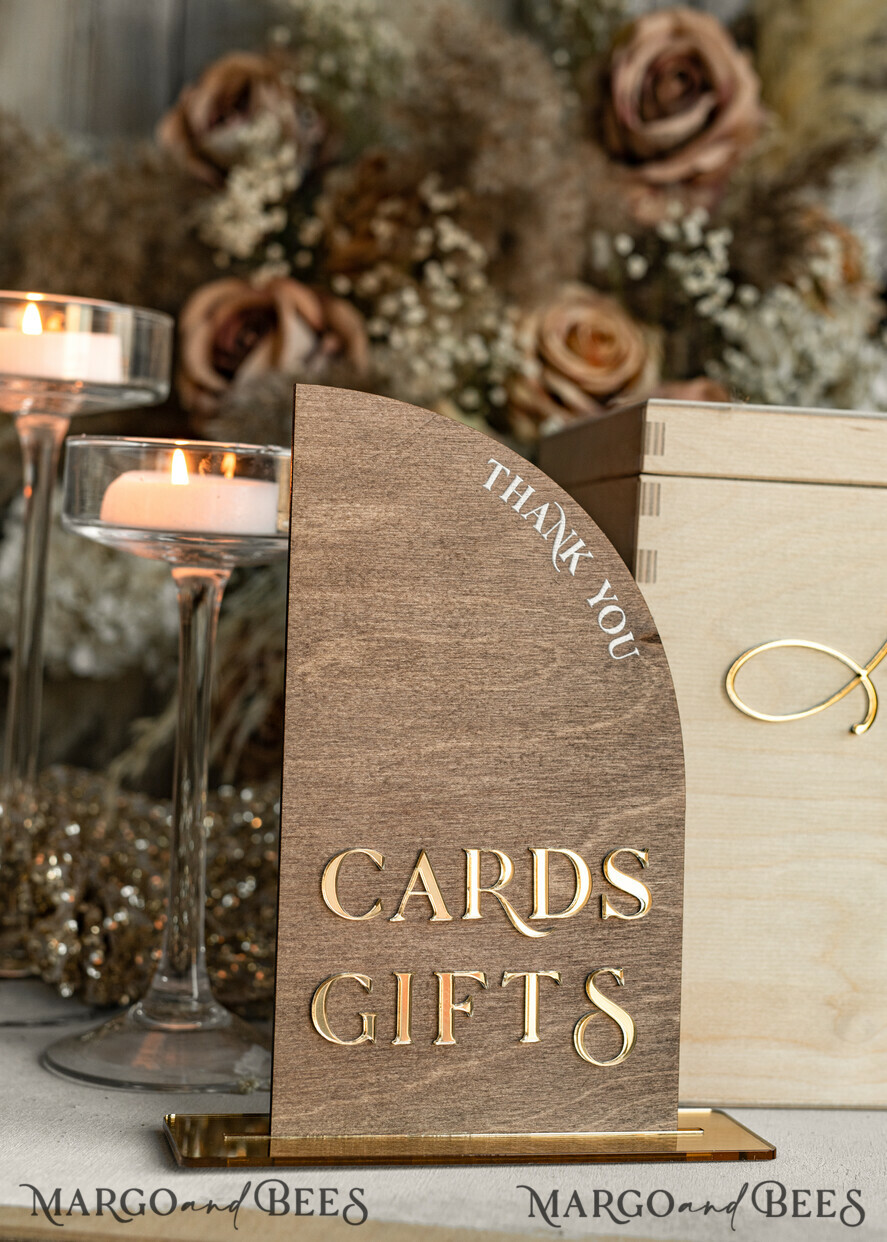 Elegant and Durable Pine Wood Wedding Card Box (Bob & Cathy) Walnut