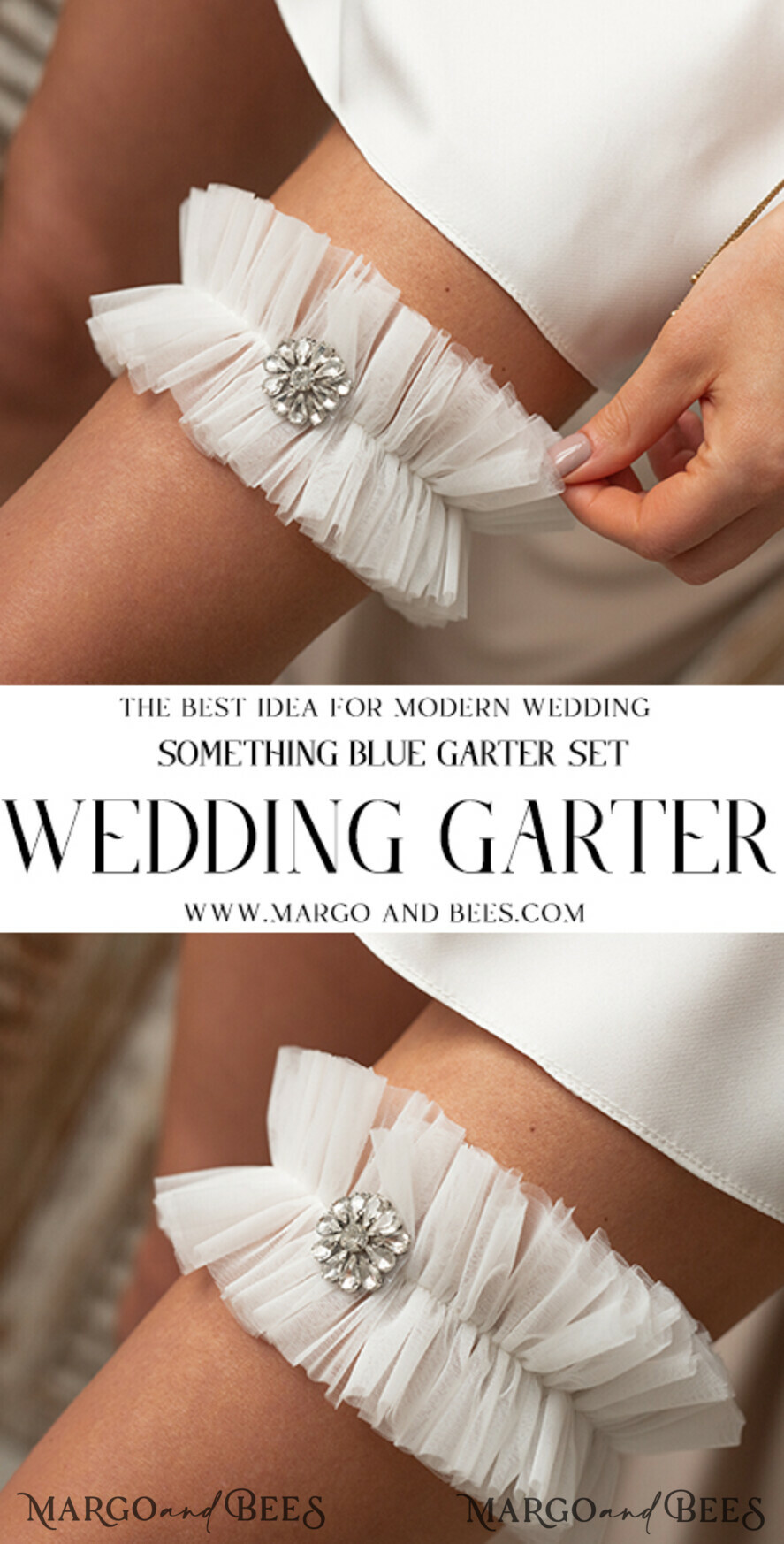 wedding garter set in box, something blue tulle & perals garter set, garter  for bride, bridal shower gift for bride, ivory tulle garter set, gift for  bride
