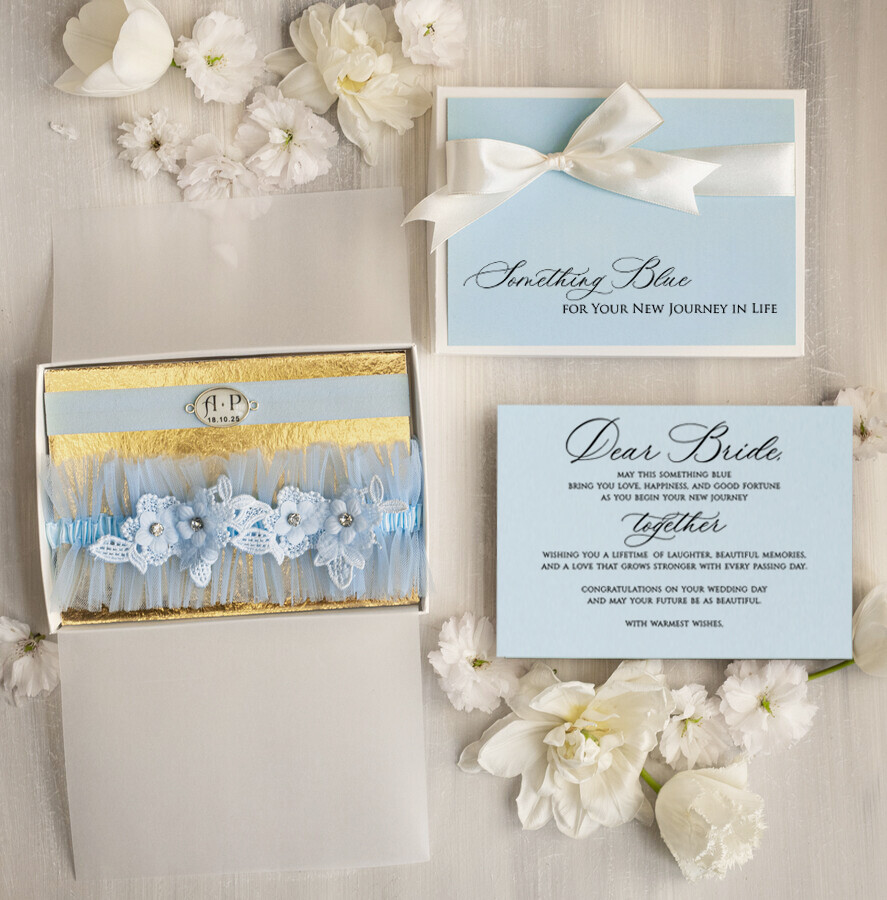 BRIDE bolero, robes, garter GARTER FOR BRIDE Set of Two gartes, personalised wedding garter in box, something blue tulle garter & personalised toss set, garter for bride,