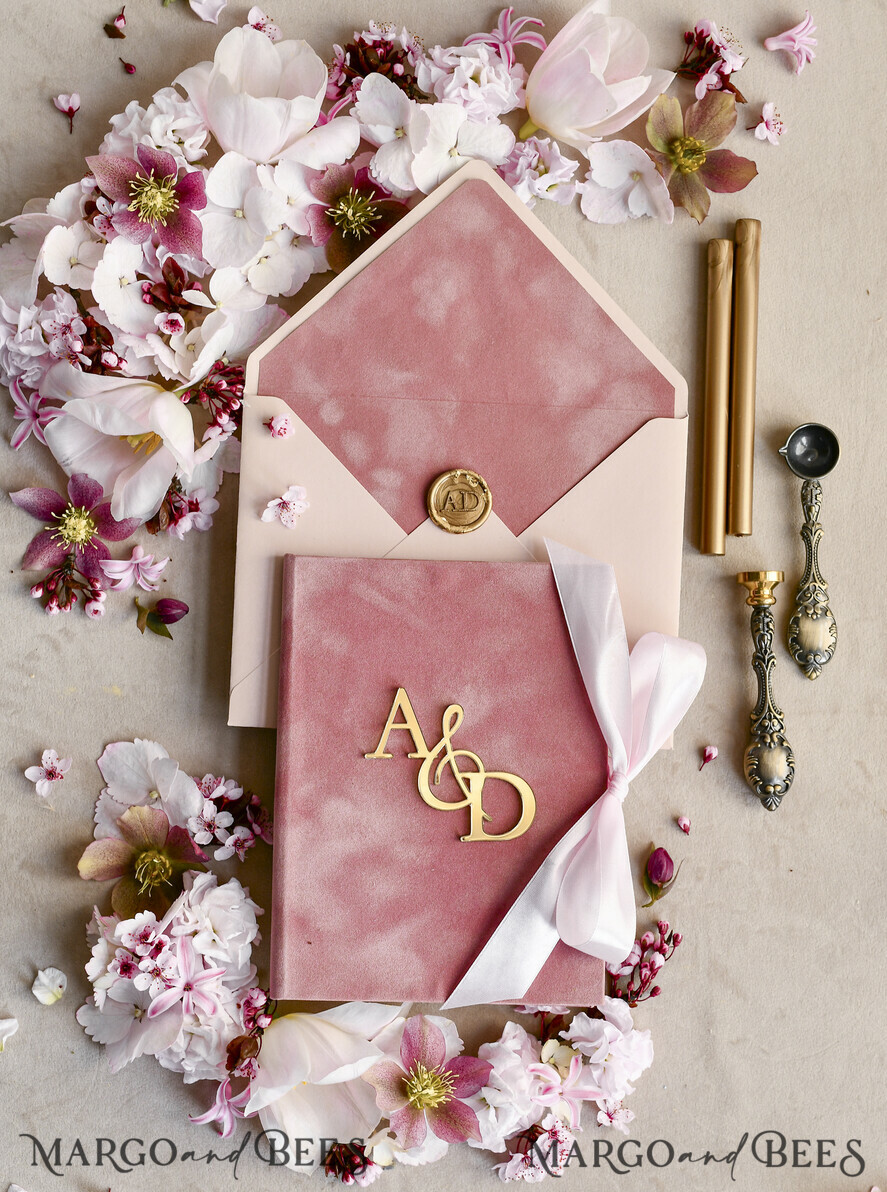 WEDDING INVITATIONS plexi acrylic mirror velvet Cover Clear Wedding Invitations, Elegant blush pink Wedding Cards,  Acrylic Wedding Invites, Mirror Gold Plexi Invitation Suite