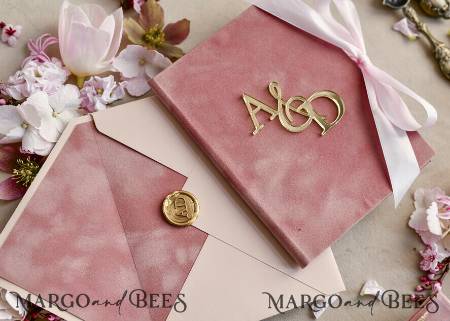 WEDDING INVITATIONS plexi acrylic mirror velvet Cover Clear Wedding Invitations, Elegant blush pink Wedding Cards,  Acrylic Wedding Invites, Mirror Gold Plexi Invitation Suite