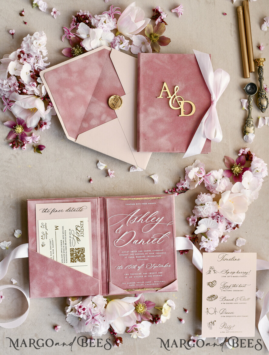 WEDDING INVITATIONS plexi acrylic mirror velvet Cover Clear Wedding Invitations, Elegant blush pink Wedding Cards,  Acrylic Wedding Invites, Mirror Gold Plexi Invitation Suite