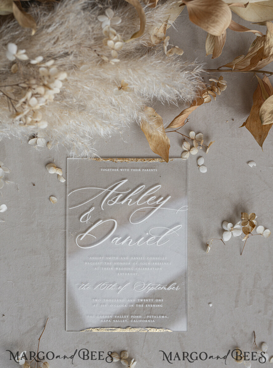 WEDDING INVITATIONS plexi acrylic mirror Ivory Beaded Wrapping Wedding Invitations, Elegant Clear Acrylic Wedding Cards, Plexi Transparent Wedding Invites, Wedding Invitation Suite with Pearls