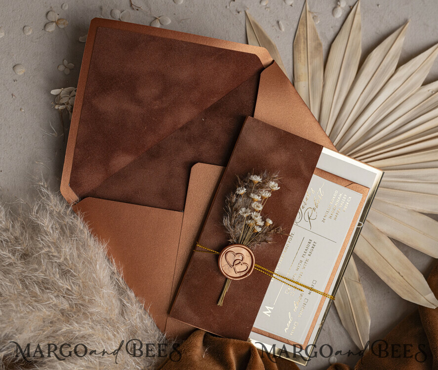 WEDDING INVITATIONS plexi acrylic mirror Fall Mirror gold Wedding Invitations, Elegant Terracotta Wedding Cards, Burnt orange Acrylic  Wedding Invites, Mirror Gold Plexi Wedding Invitation Suite