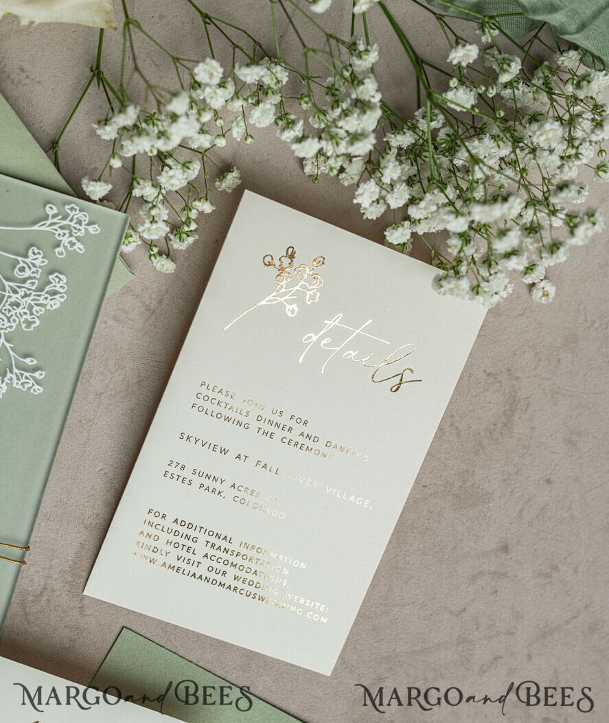 WEDDING INVITATIONS plexi acrylic mirror Sage Green Frozen Transparent Baby Breath Wedding Invitations, Elegant Garden Gypsophila Wedding Cards, Greenery Acrylic  Wedding Invites, Frosted Plexi Wedding Invitation Suite
