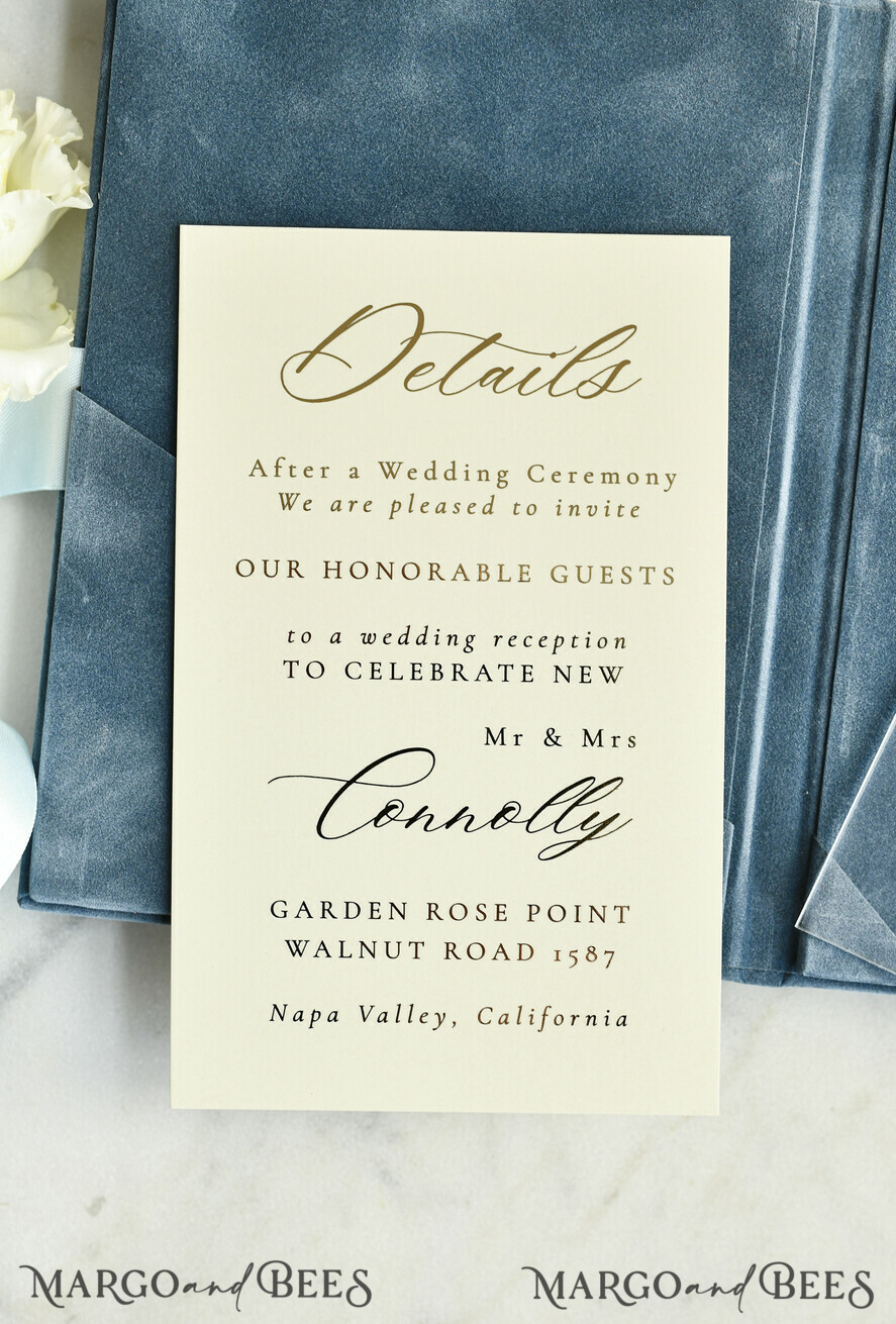 WEDDING INVITATIONS plexi acrylic mirror velvet Cover Clear Wedding Invitations, Elegant dusty blue Wedding Cards,  Acrylic Wedding Invites, Mirror Gold Plexi Invitation Suite