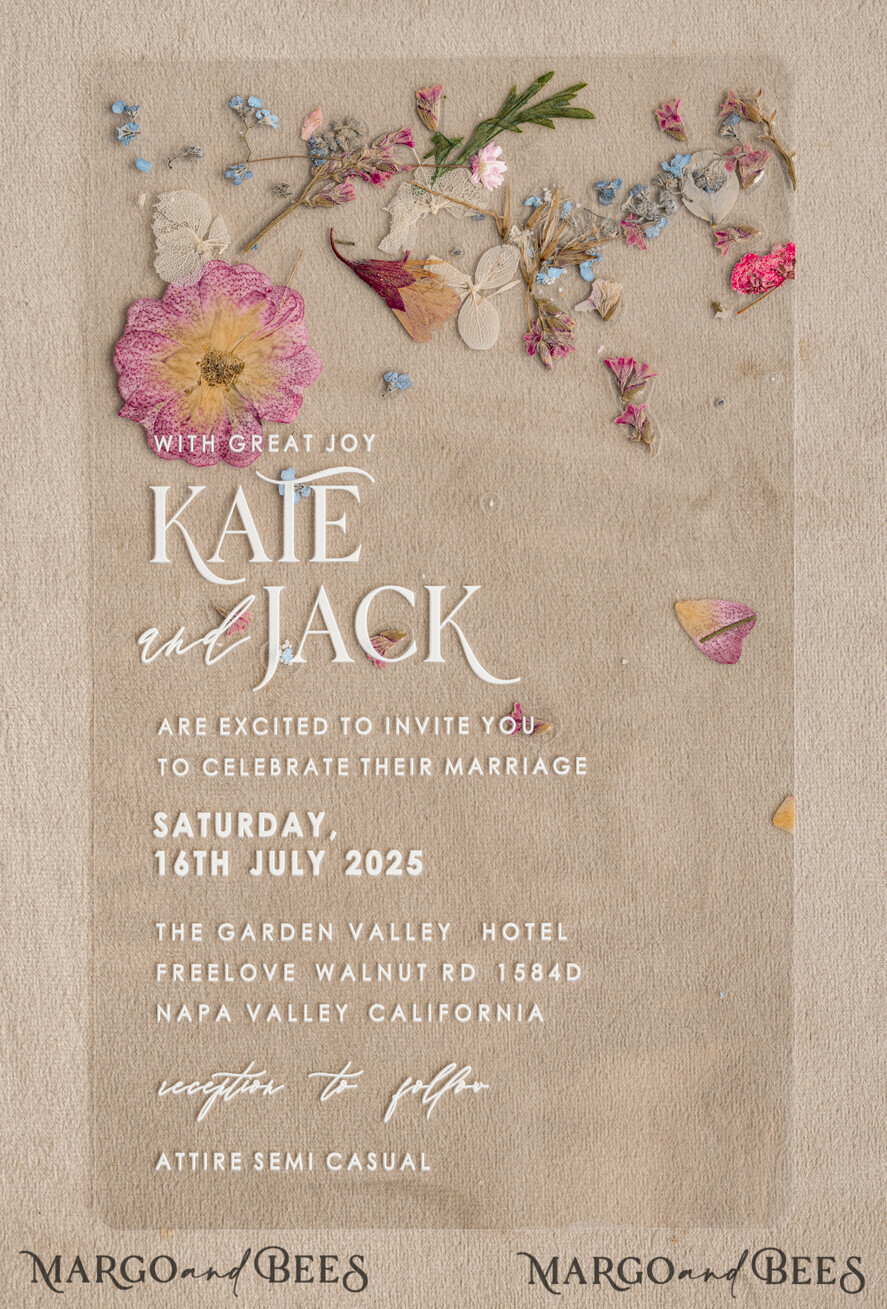 WEDDING INVITATIONS plexi acrylic mirror Blush Pink Clear real flowers Wedding Invitations, Elegant Garden  pampass gras Wedding Cards, Velvet  transparent  Wedding Invites,  Wedding Invitation Suite