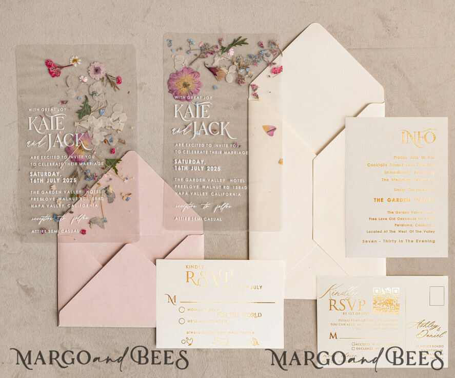 WEDDING INVITATIONS plexi acrylic mirror Blush Pink Clear real flowers Wedding Invitations, Elegant Garden  pampass gras Wedding Cards, Velvet  transparent  Wedding Invites,  Wedding Invitation Suite