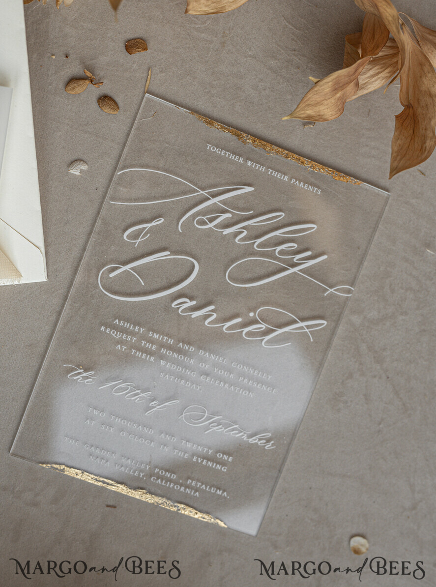 WEDDING INVITATIONS plexi acrylic mirror Ivory Beaded Wrapping Wedding Invitations, Elegant Clear Acrylic Wedding Cards, Plexi Transparent Wedding Invites, Wedding Invitation Suite with Pearls