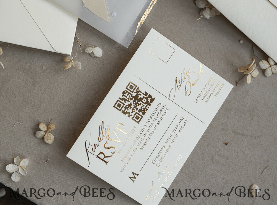 WEDDING INVITATIONS plexi acrylic mirror Ivory Beaded Wrapping Wedding Invitations, Elegant Clear Acrylic Wedding Cards, Plexi Transparent Wedding Invites, Wedding Invitation Suite with Pearls