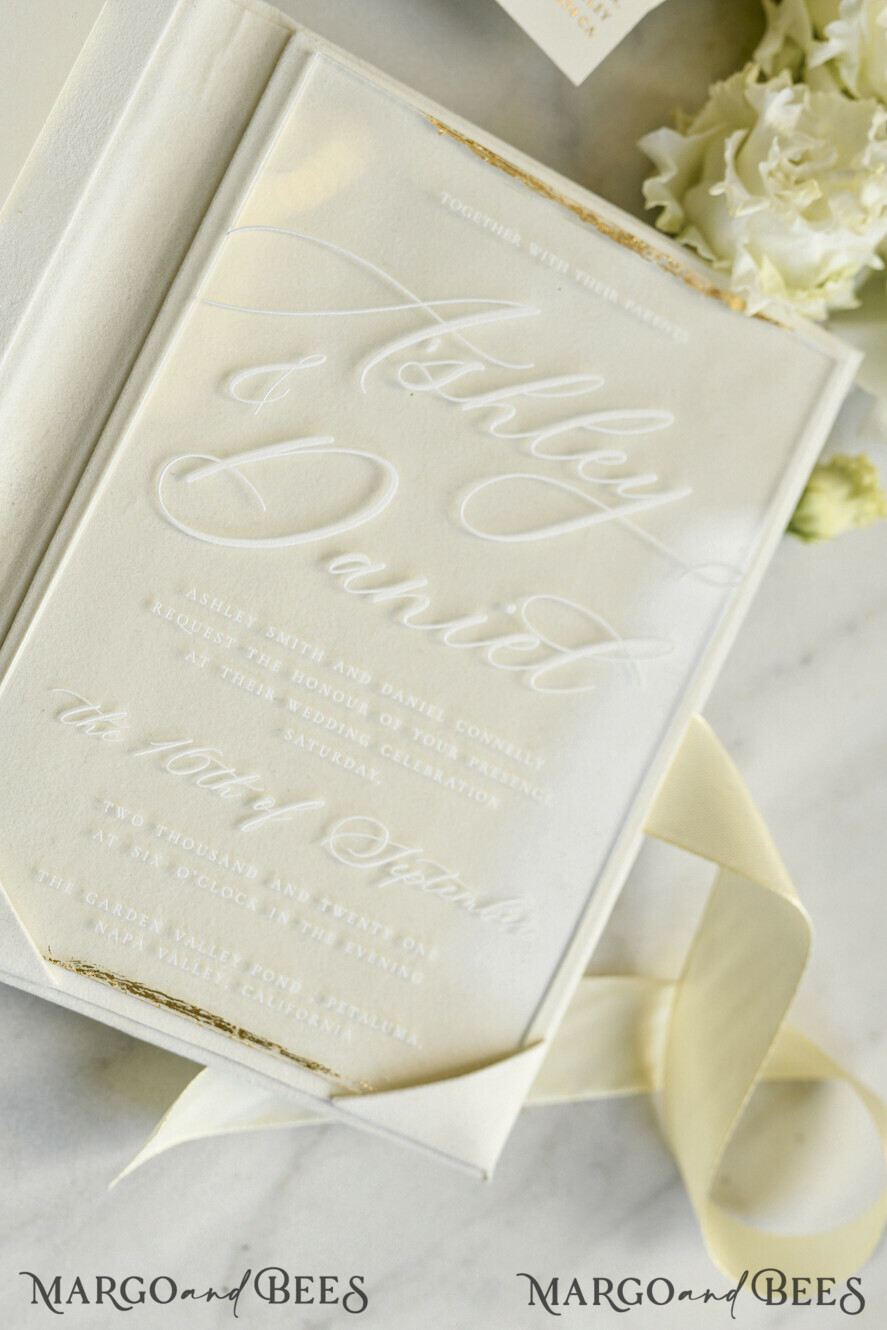 WEDDING INVITATIONS plexi acrylic mirror velvet Cover Clear Wedding Invitations, Elegant dusty blue Wedding Cards,  Acrylic Wedding Invites, Mirror Gold Plexi Invitation Suite