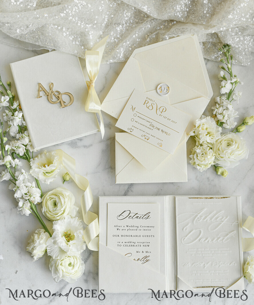 WEDDING INVITATIONS plexi acrylic mirror velvet Cover Clear Wedding Invitations, Elegant dusty blue Wedding Cards,  Acrylic Wedding Invites, Mirror Gold Plexi Invitation Suite