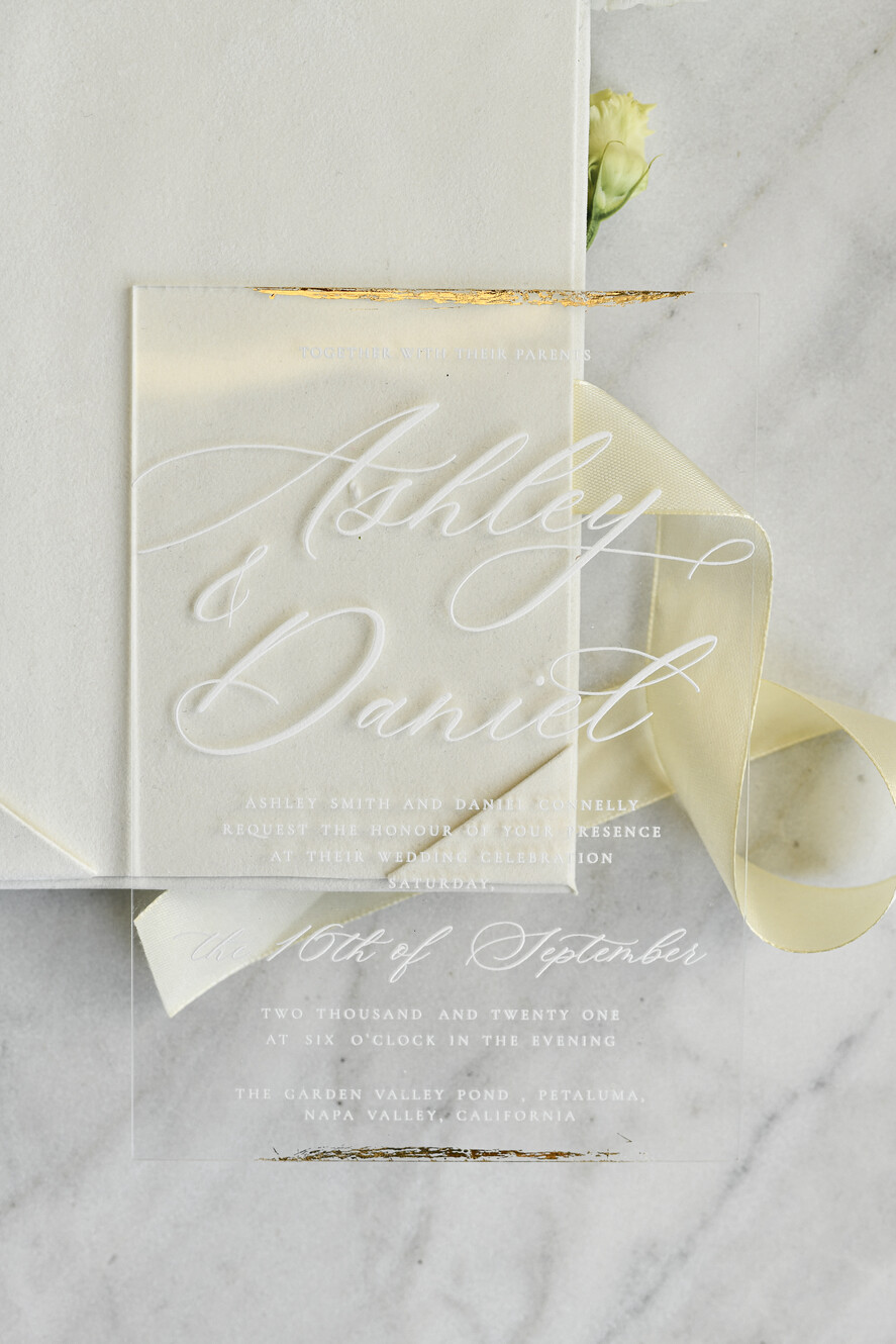 WEDDING INVITATIONS plexi acrylic mirror velvet Cover Clear Wedding Invitations, Elegant dusty blue Wedding Cards,  Acrylic Wedding Invites, Mirror Gold Plexi Invitation Suite