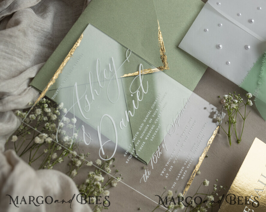 WEDDING INVITATIONS plexi acrylic mirror Ivory Beaded Wrapping Wedding Invitations, Elegant Clear Acrylic Wedding Cards, Plexi Transparent Wedding Invites, Wedding Invitation Suite with Pearls
