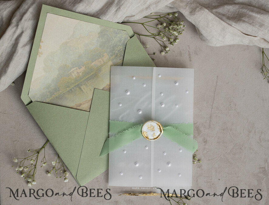 WEDDING INVITATIONS plexi acrylic mirror Ivory Beaded Wrapping Wedding Invitations, Elegant Clear Acrylic Wedding Cards, Plexi Transparent Wedding Invites, Wedding Invitation Suite with Pearls