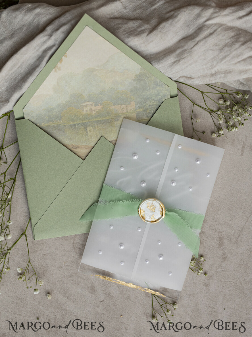 WEDDING INVITATIONS plexi acrylic mirror Ivory Beaded Wrapping Wedding Invitations, Elegant Clear Acrylic Wedding Cards, Plexi Transparent Wedding Invites, Wedding Invitation Suite with Pearls