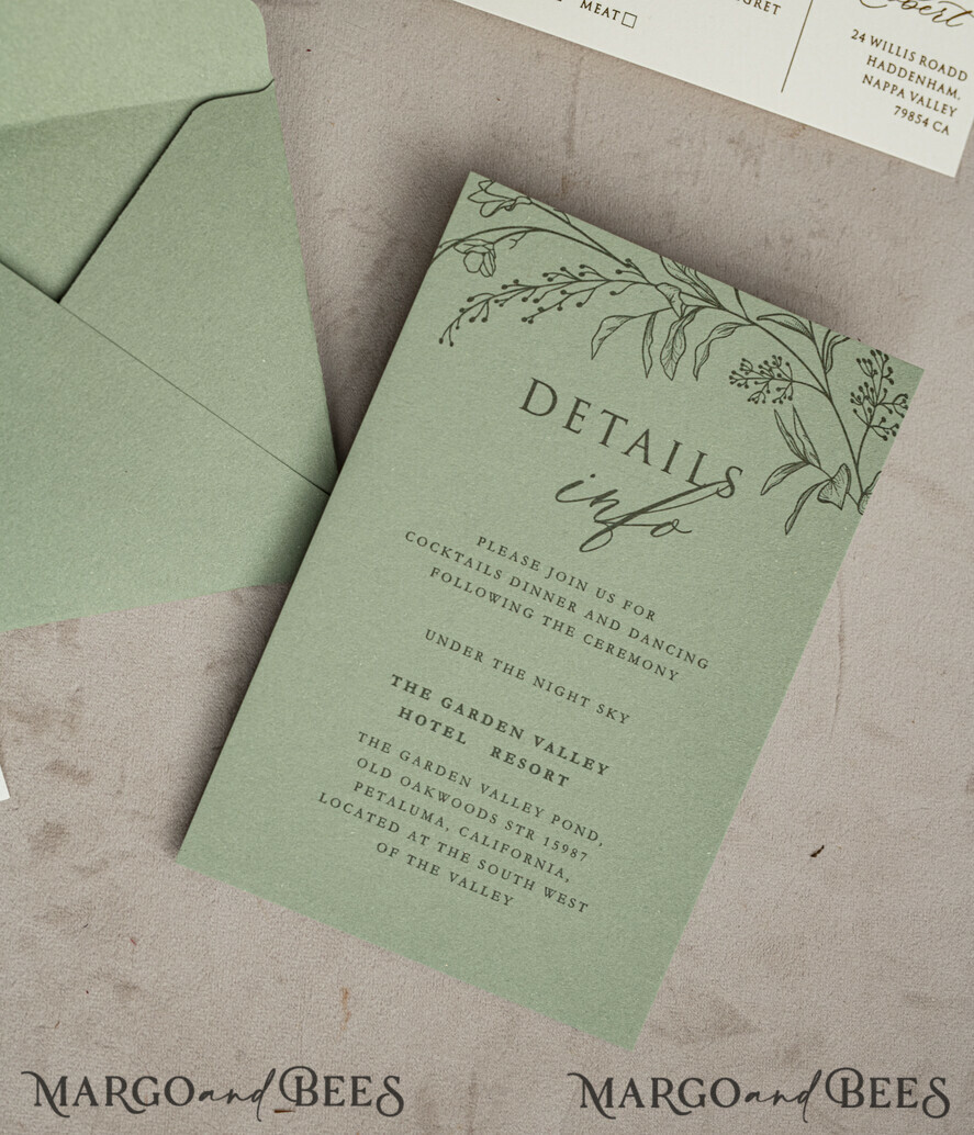 WEDDING INVITATIONS plexi acrylic mirror Sage Green Mirror gold Wedding Invitations, Elegant Garden Wedding Cards, Greenery Acrylic  Wedding Invites, Mirror Gold Plexi Wedding Invitation Suite