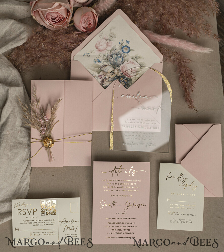 WEDDING INVITATIONS plexi acrylic mirror Blush Pink Clear Arched Wedding Invitations, Elegant Garden Wedding Cards, Nude Acrylic transparent  Wedding Invites,  Arch Plexi Wedding Invitation Suite