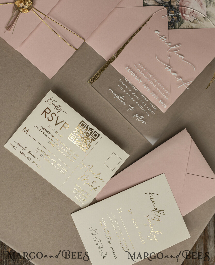 WEDDING INVITATIONS plexi acrylic mirror Blush Pink Clear Arched Wedding Invitations, Elegant Garden Wedding Cards, Nude Acrylic transparent  Wedding Invites,  Arch Plexi Wedding Invitation Suite
