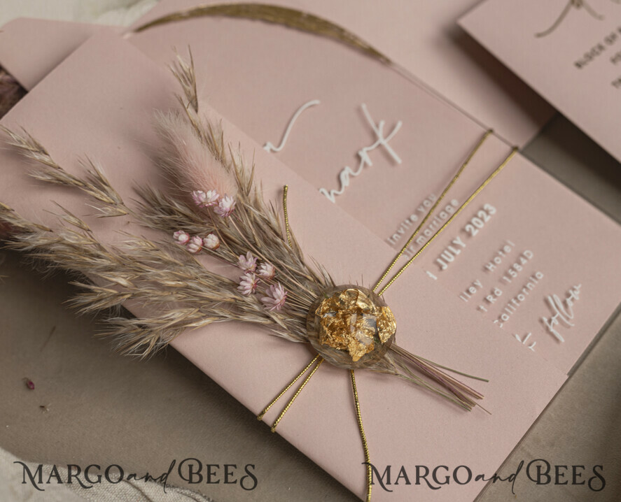 WEDDING INVITATIONS plexi acrylic mirror Blush Pink Clear Arched Wedding Invitations, Elegant Garden Wedding Cards, Nude Acrylic transparent  Wedding Invites,  Arch Plexi Wedding Invitation Suite