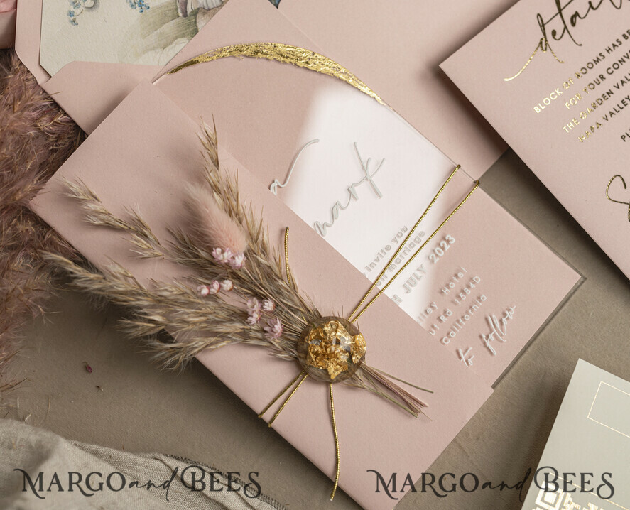 WEDDING INVITATIONS plexi acrylic mirror Blush Pink Clear Arched Wedding Invitations, Elegant Garden Wedding Cards, Nude Acrylic transparent  Wedding Invites,  Arch Plexi Wedding Invitation Suite