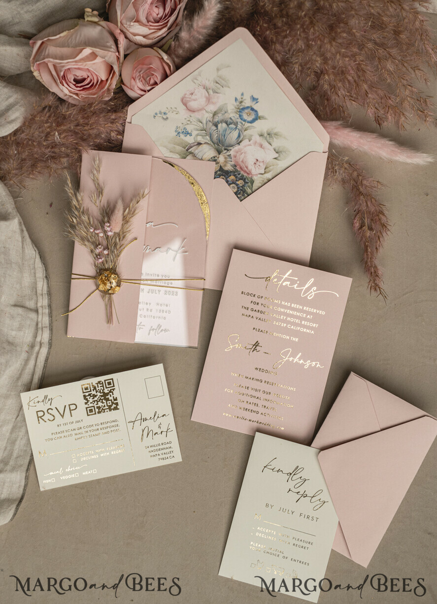 WEDDING INVITATIONS plexi acrylic mirror Blush Pink Clear Arched Wedding Invitations, Elegant Garden Wedding Cards, Nude Acrylic transparent  Wedding Invites,  Arch Plexi Wedding Invitation Suite