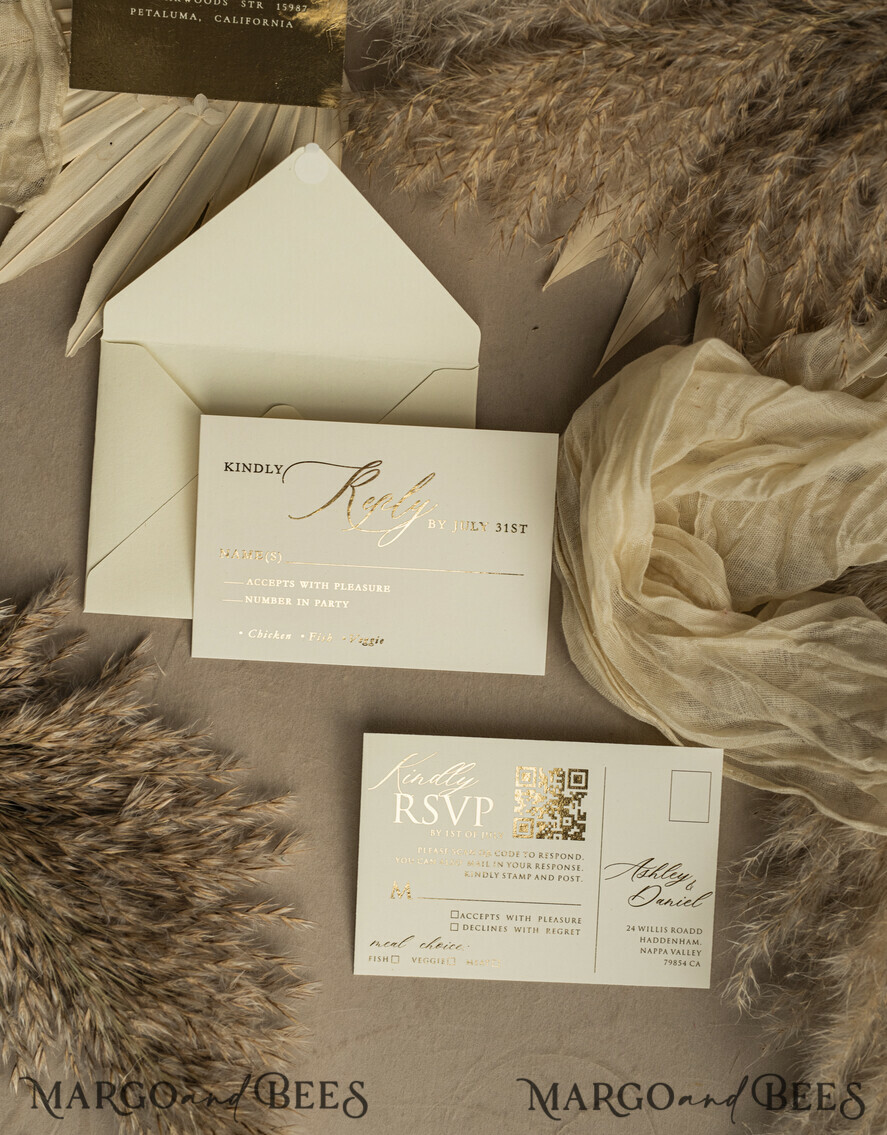 WEDDING INVITATIONS plexi acrylic mirror Beige Mirror gold Wedding Invitations, Elegant Garden Wedding Cards, Nude Acrylic Wedding Invites, Pampass Grass Gold Plexi Wedding Invitation Suite