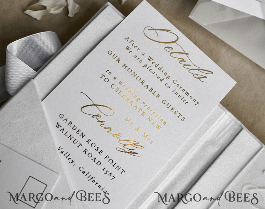 WEDDING INVITATIONS plexi acrylic mirror velvet Cover Clear Wedding Invitations, Elegant Ivory Wedding Cards,  Acrylic Wedding Invites, Mirror Gold Plexi Invitation Suite