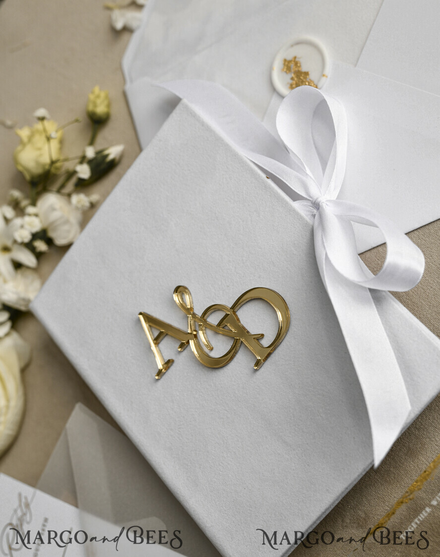 WEDDING INVITATIONS plexi acrylic mirror velvet Cover Clear Wedding Invitations, Elegant Ivory Wedding Cards,  Acrylic Wedding Invites, Mirror Gold Plexi Invitation Suite