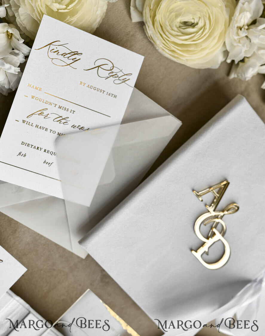 WEDDING INVITATIONS plexi acrylic mirror velvet Cover Clear Wedding Invitations, Elegant Ivory Wedding Cards,  Acrylic Wedding Invites, Mirror Gold Plexi Invitation Suite