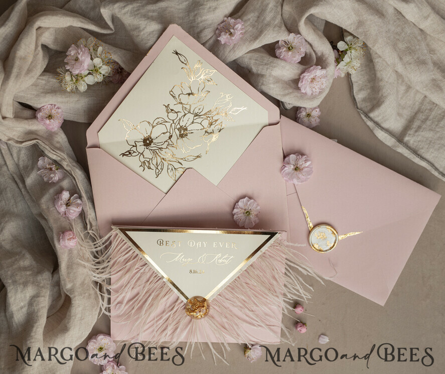 HOCHZEITS EINLADUNGEN 3-fach gefaltete Hochzeitseinladungen 3-fach Luxus Salbeigrün Spiegelgold Hochzeitskarten, elegante Gartenhochzeitskarten, glamouröse Acryl-Monogramm-Hochzeitseinladungen, Spiegelplexi florale Hochzeitsinvitation Suite.