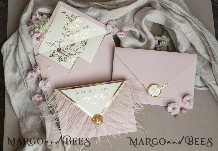 HOCHZEITS EINLADUNGEN 3-fach gefaltete Hochzeitseinladungen 3-fach Luxus Salbeigrün Spiegelgold Hochzeitskarten, elegante Gartenhochzeitskarten, glamouröse Acryl-Monogramm-Hochzeitseinladungen, Spiegelplexi florale Hochzeitsinvitation Suite.