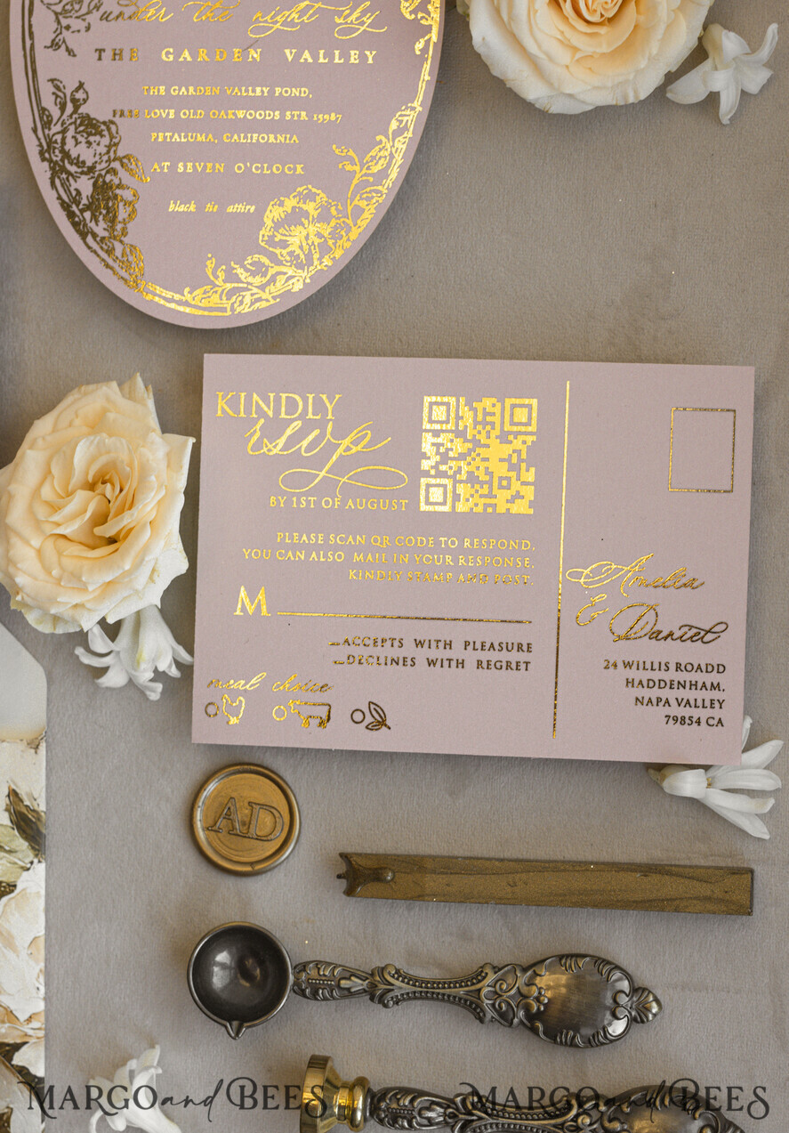 WEDDING INVITATIONS Vintage Baroque Vintage Baroque Wedding Invitation suite  Beige Golden Fine art Roses Wedding Invitations with rsvp Victorian wedding crest Chinoiserie Invites Royal Ornamental frame