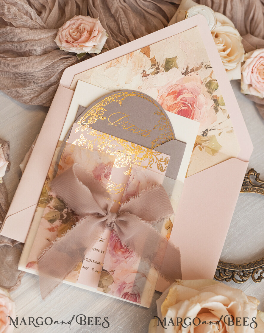 WEDDING INVITATIONS Vintage Baroque Vintage Baroque Wedding Invitation suite  Beige Golden Fine art Roses Wedding Invitations with rsvp Victorian wedding crest Chinoiserie Invites Royal Ornamental frame